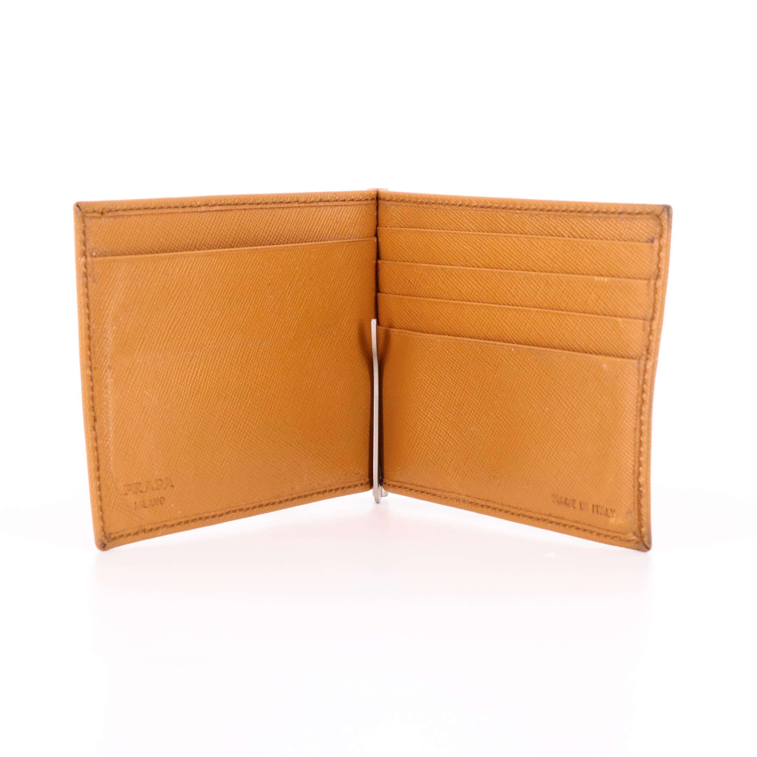 Prada Bifold Wallet with Money Clip in Saffiano Leather