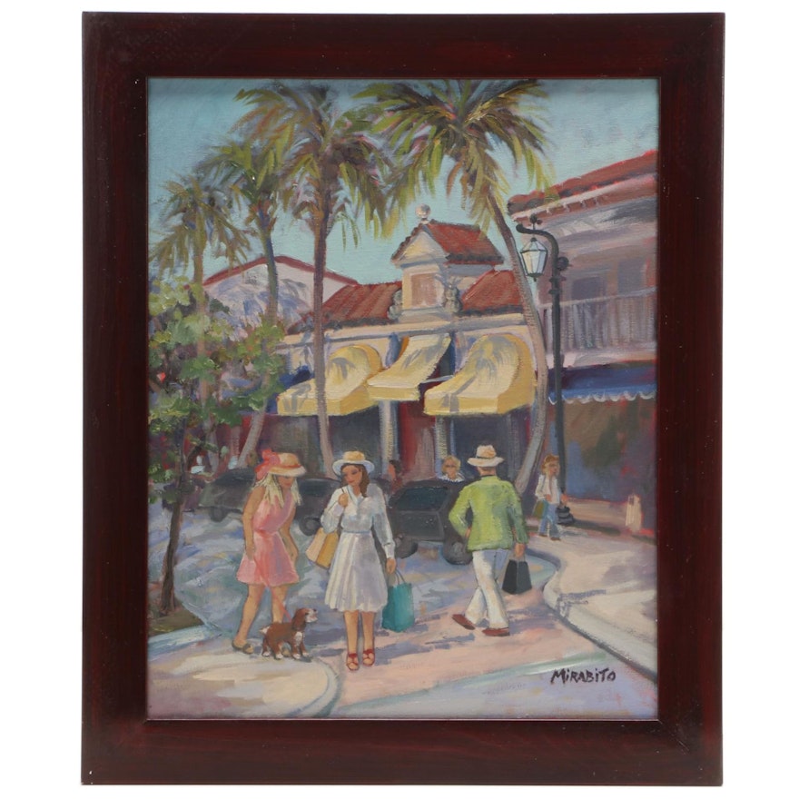 Mary Mirabito Oil Painting "Shopping on Worth Ave., Palm Beach, FL," 2021