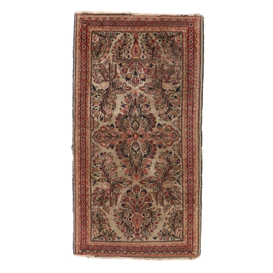2'1 x 4' Hand-Knotted Persian Sarouk Rug, 1920s