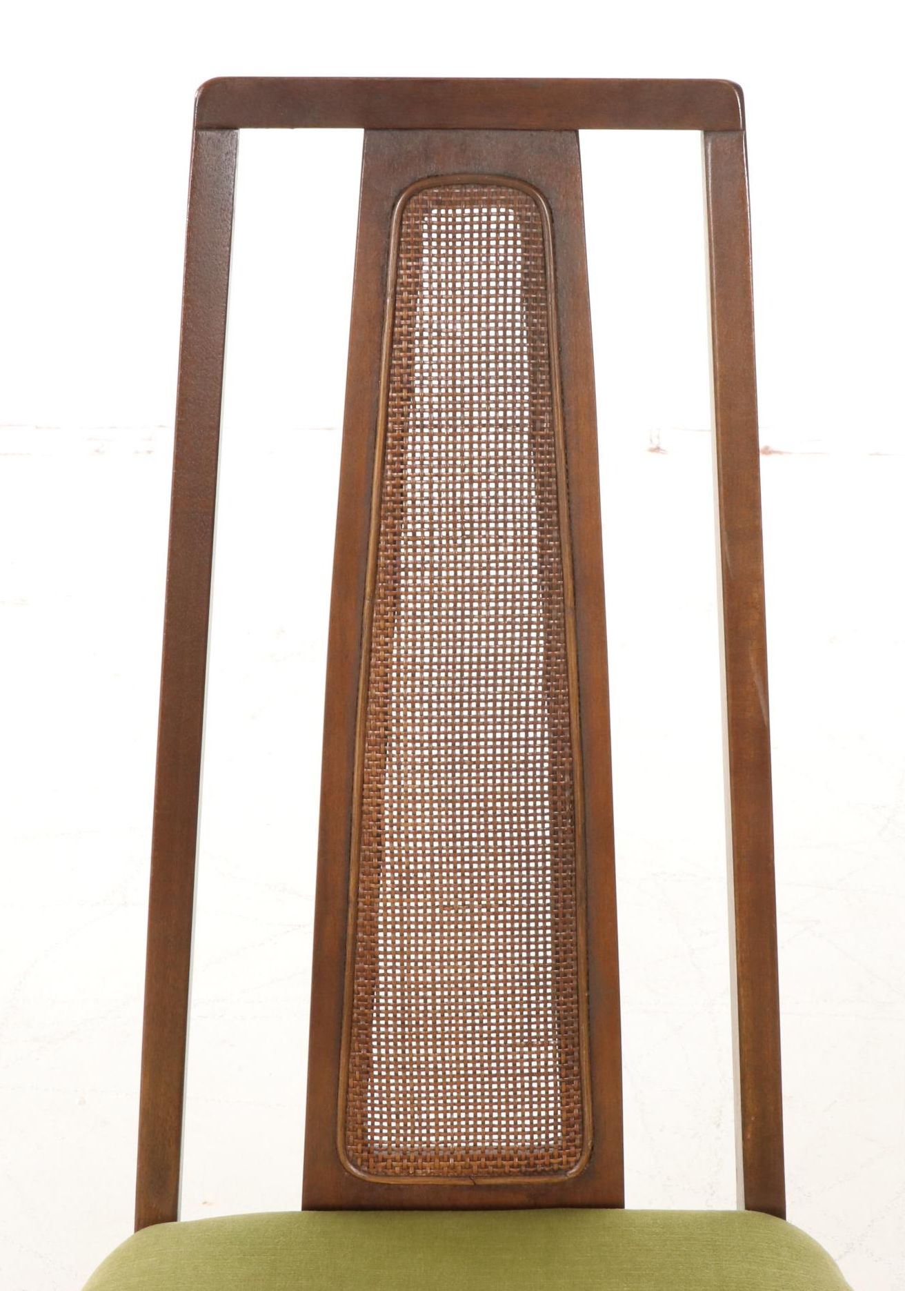 Twelve Broyhill "Emphasis" Mid Century Modern Walnut Cane-Back Dining Chairs