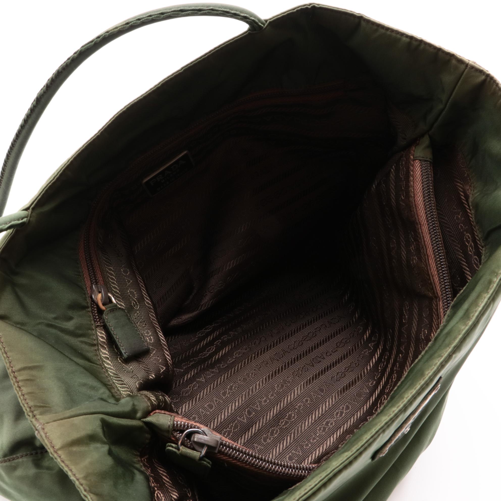 Prada Green Tessuto Nylon Tote Bag