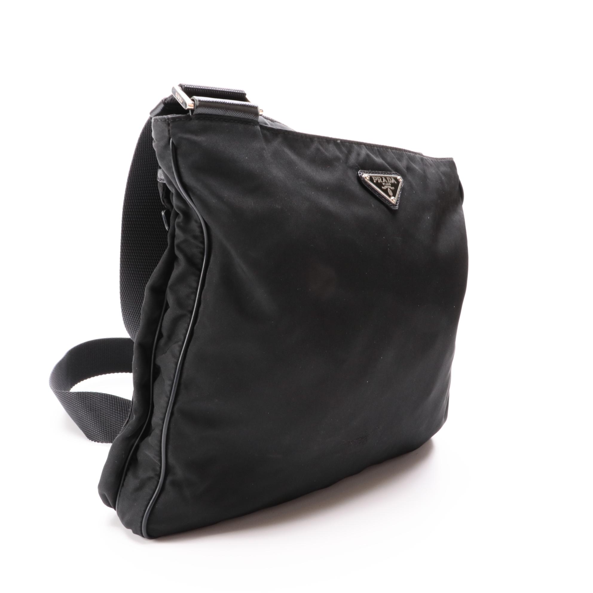 Prada Black Tessuto Nylon Crossbody with Saffiano Leather Trim