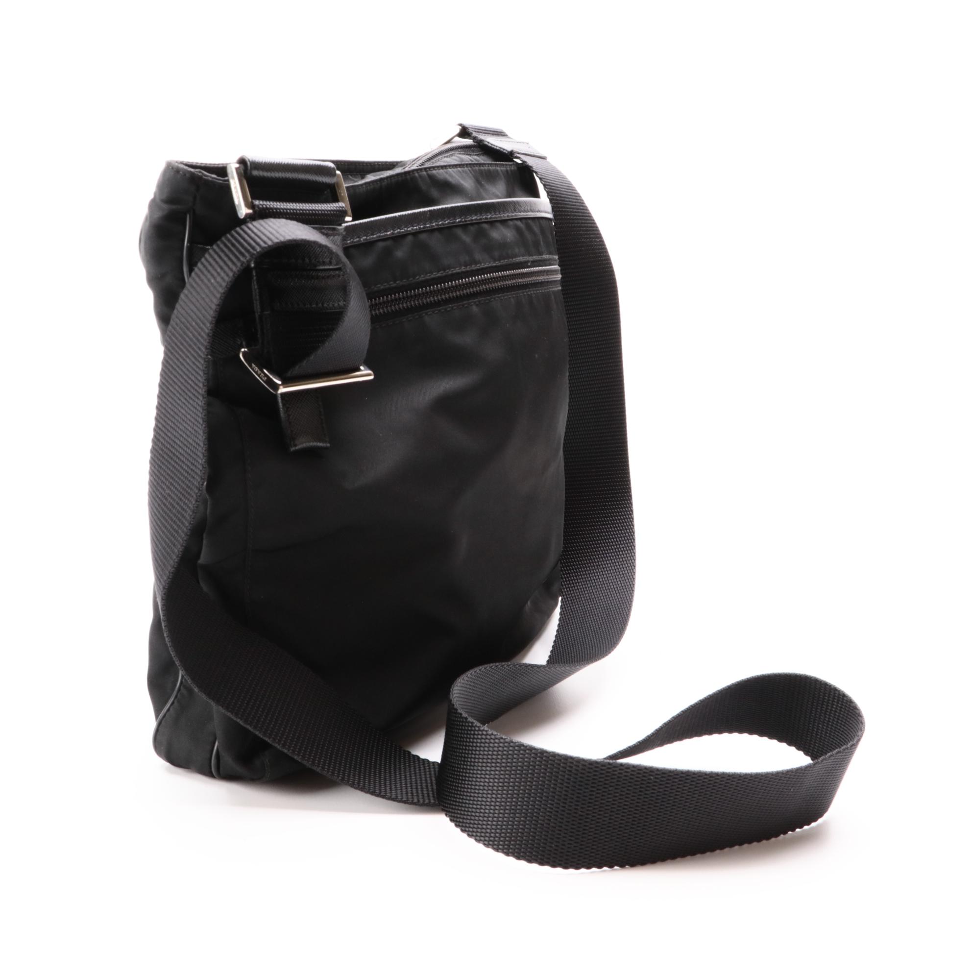 Prada Black Tessuto Nylon Crossbody with Saffiano Leather Trim