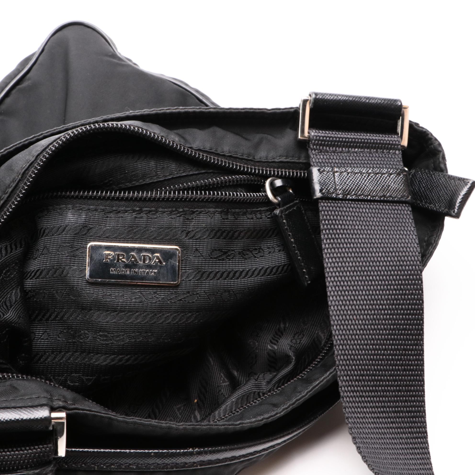 Prada Black Tessuto Nylon Crossbody with Saffiano Leather Trim