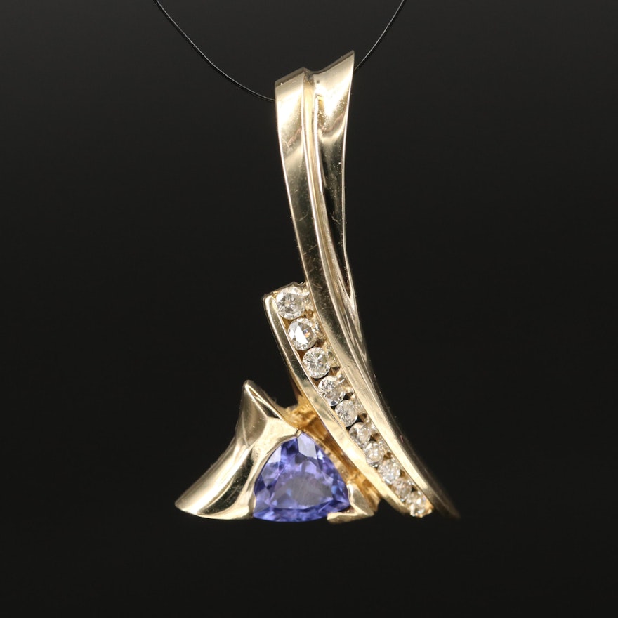 14K Tanzanite and Diamond Slide Pendant