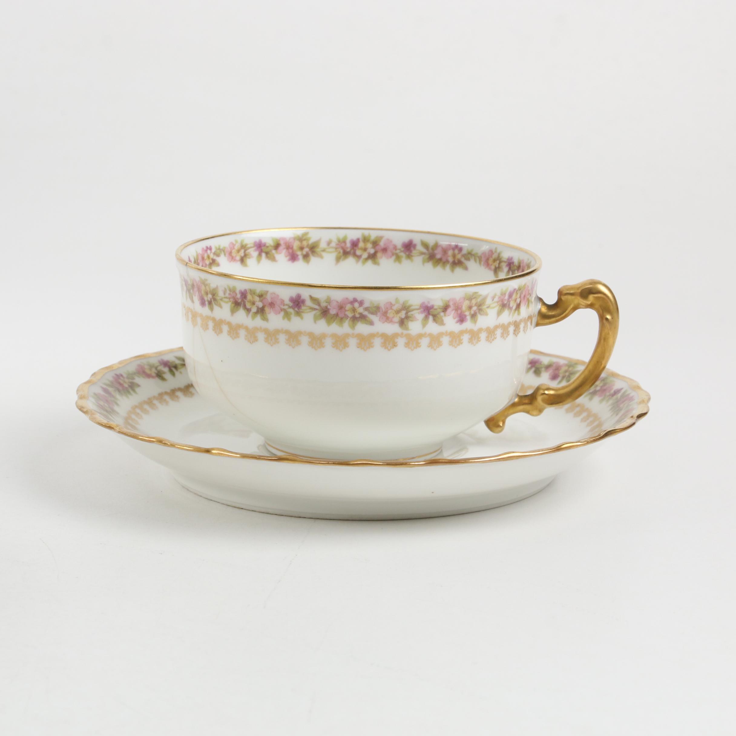 Haviland Limoges Porcelain Setting for Twelve with Serving Pieces, Antique