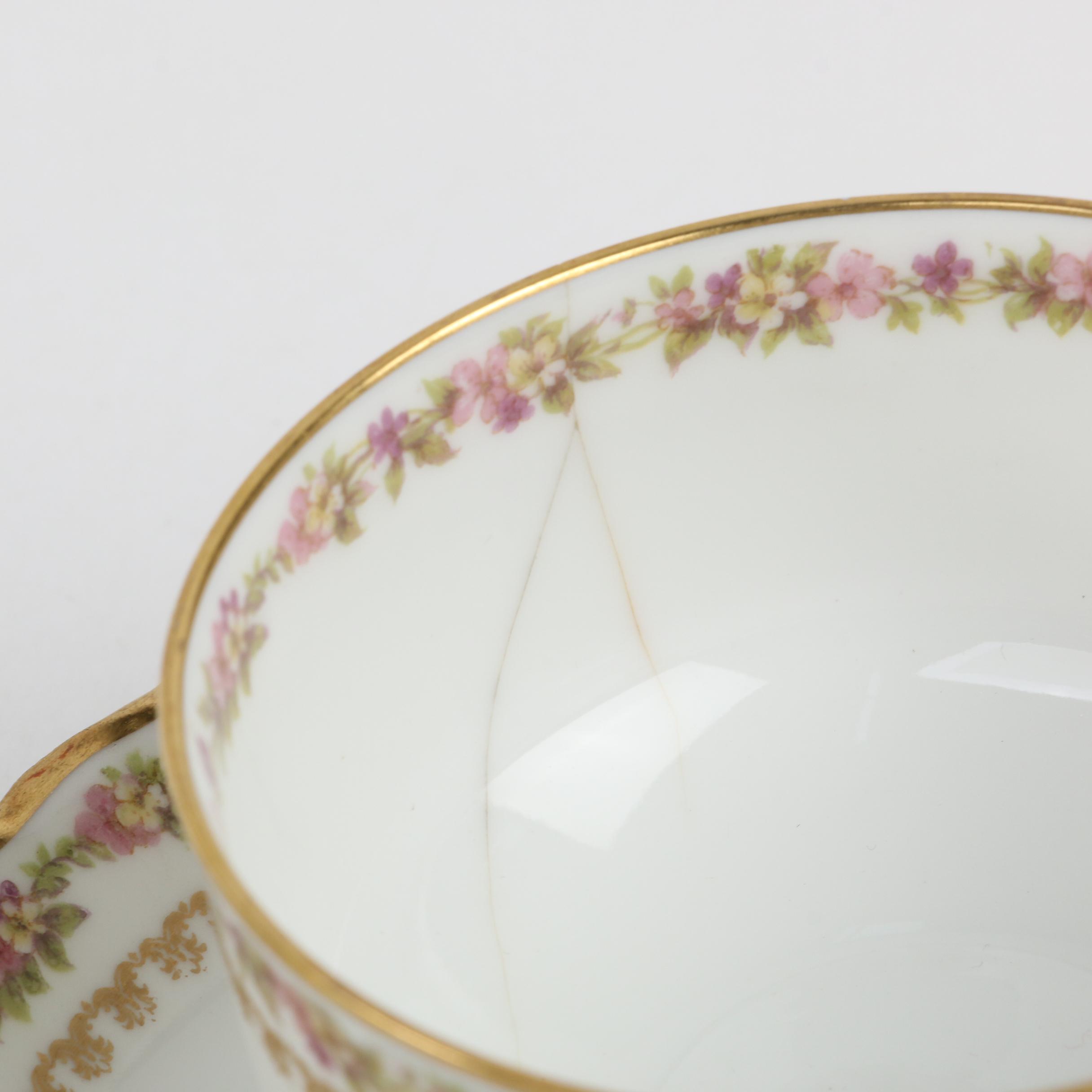 Haviland Limoges Porcelain Setting for Twelve with Serving Pieces, Antique