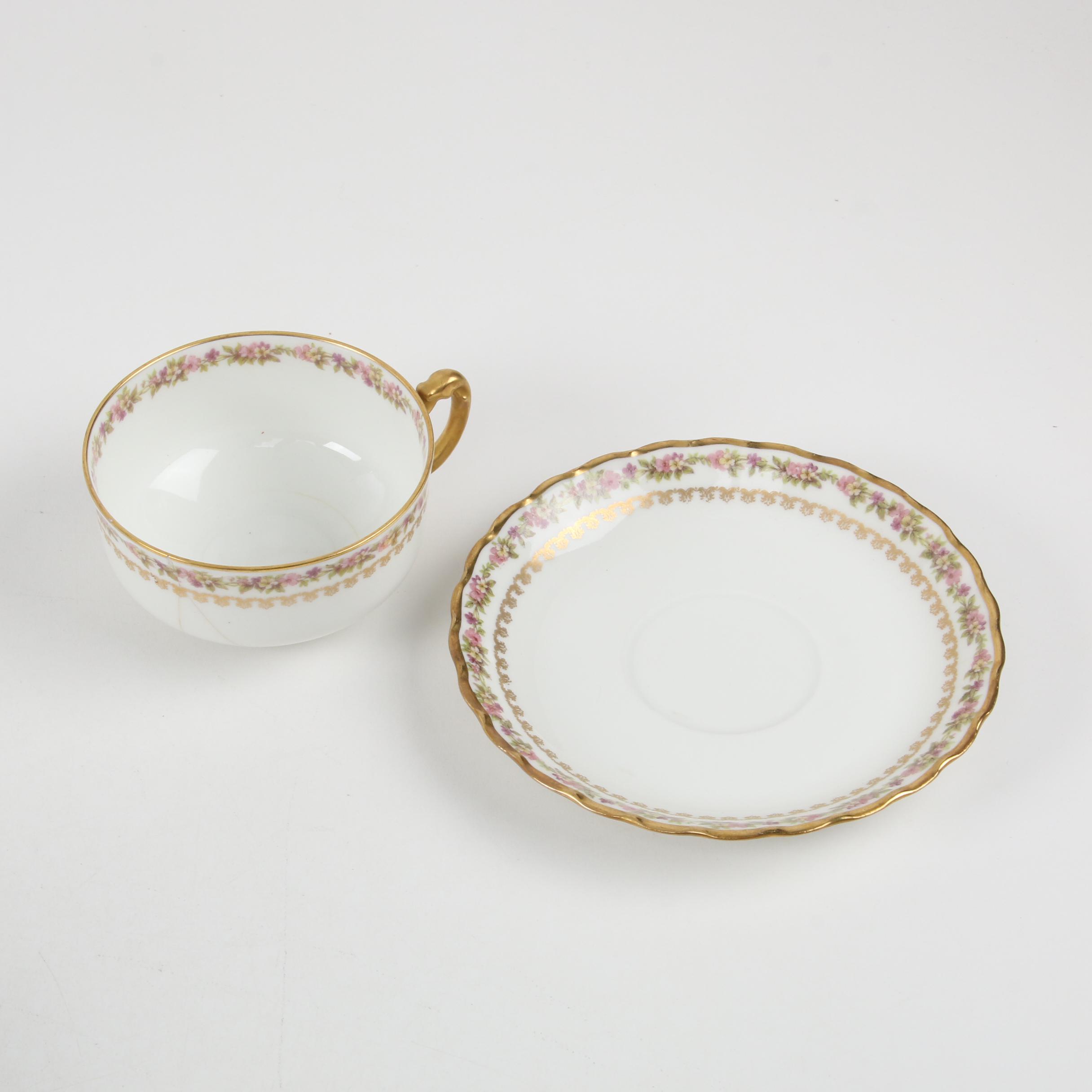 Haviland Limoges Porcelain Setting for Twelve with Serving Pieces, Antique