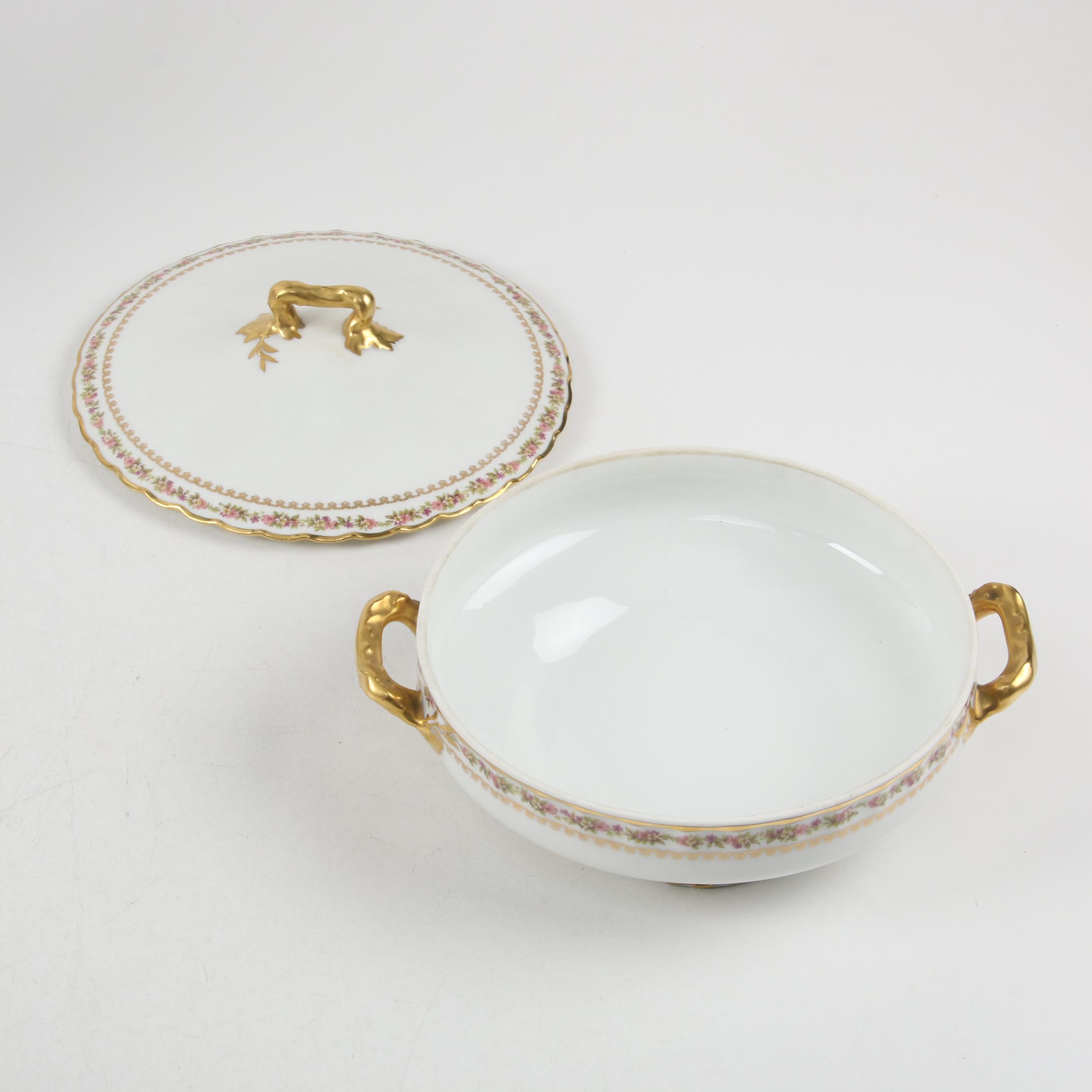 Haviland Limoges Porcelain Setting for Twelve with Serving Pieces, Antique