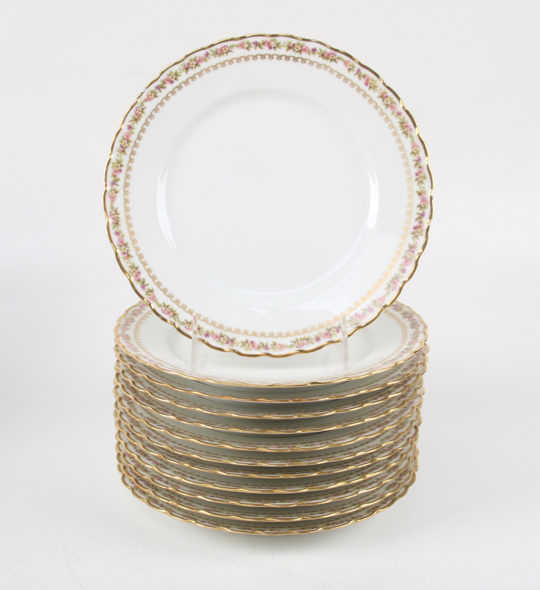 Haviland Limoges Porcelain Setting for Twelve with Serving Pieces, Antique