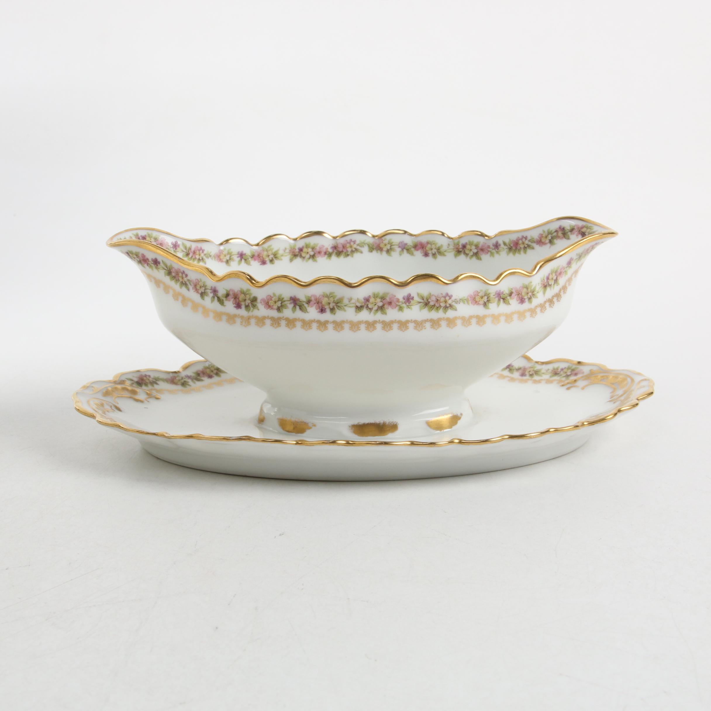 Haviland Limoges Porcelain Setting for Twelve with Serving Pieces, Antique