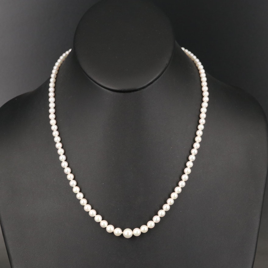 Mikimoto Graduated Pearl Necklace with 18K Clasp