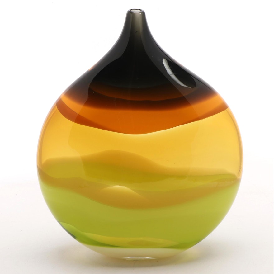 Caleb Siemon Handblown Studio Art Glass Vase, 2002