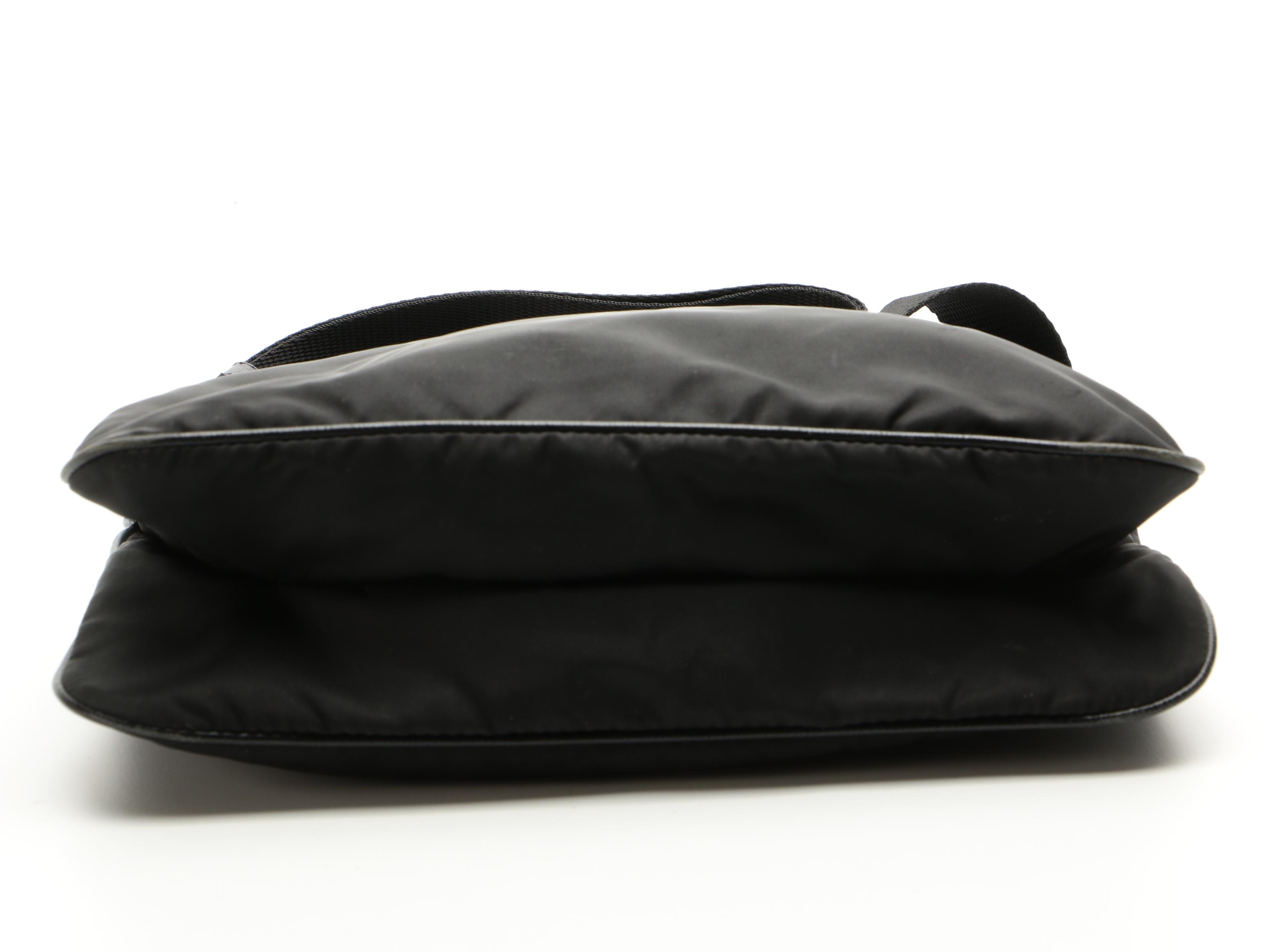 Prada Black Tessuto Nylon Crossbody Bag with Saffiano Leather Trim