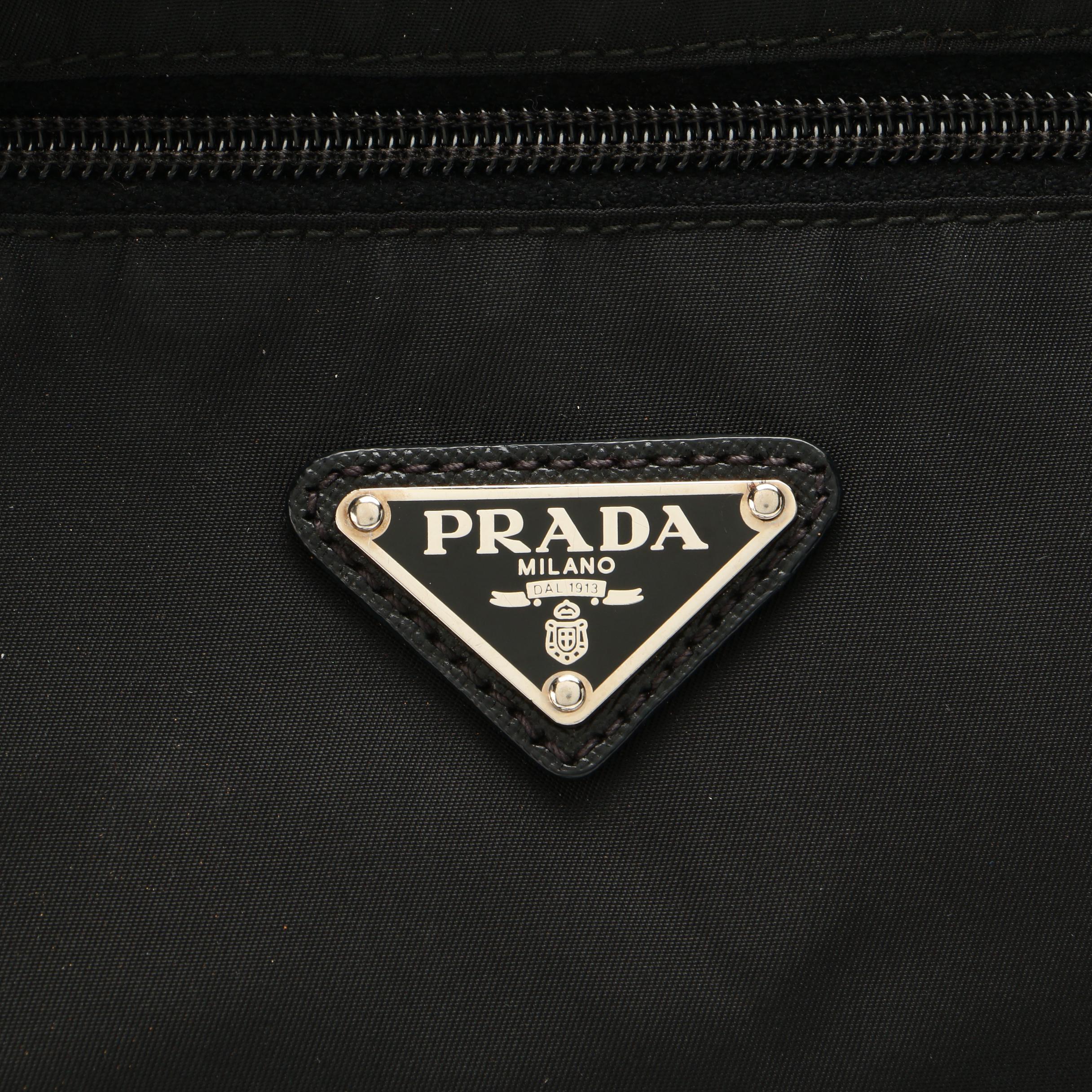 Prada Black Tessuto Nylon Crossbody Bag with Saffiano Leather Trim