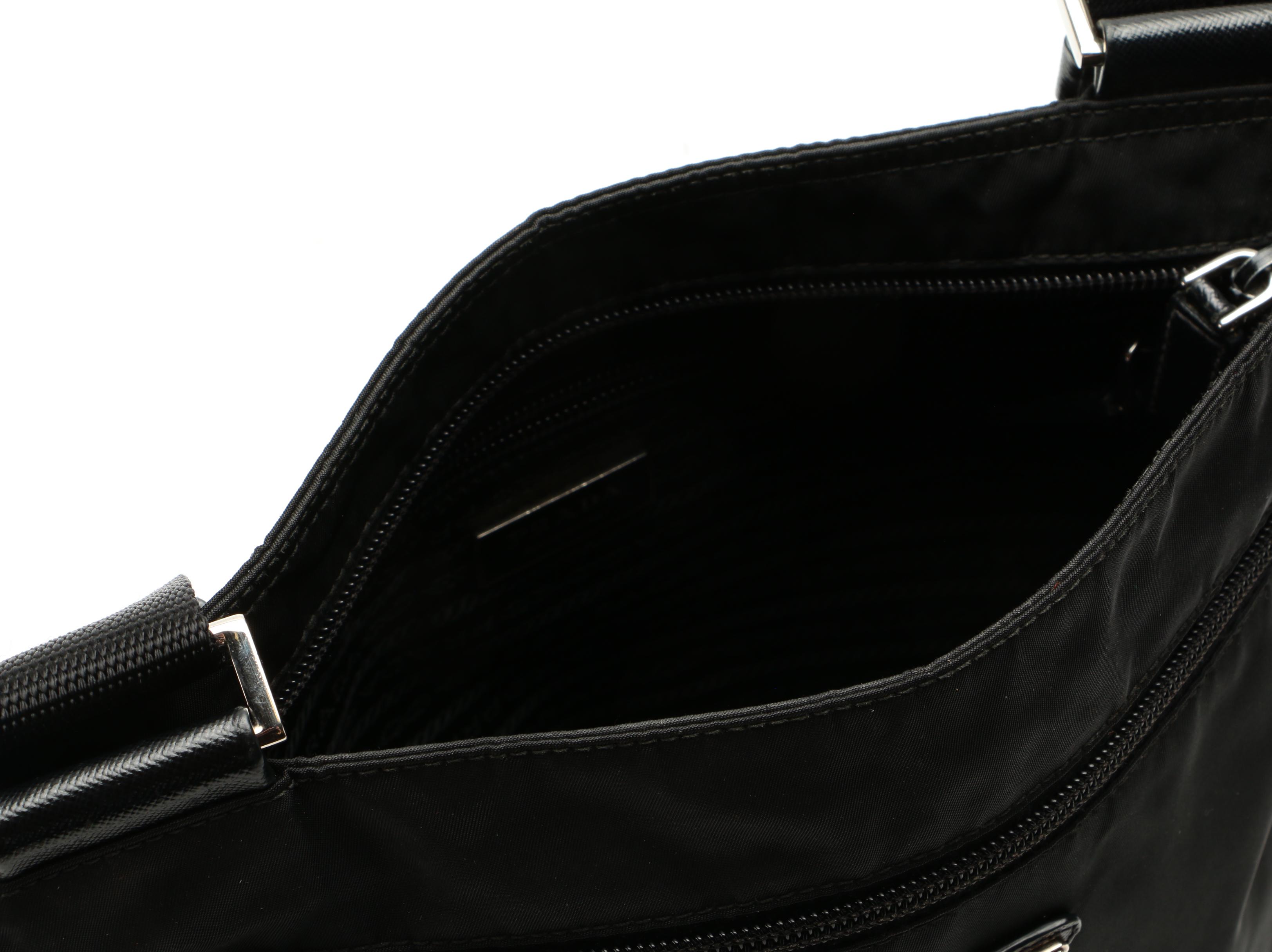 Prada Black Tessuto Nylon Crossbody Bag with Saffiano Leather Trim