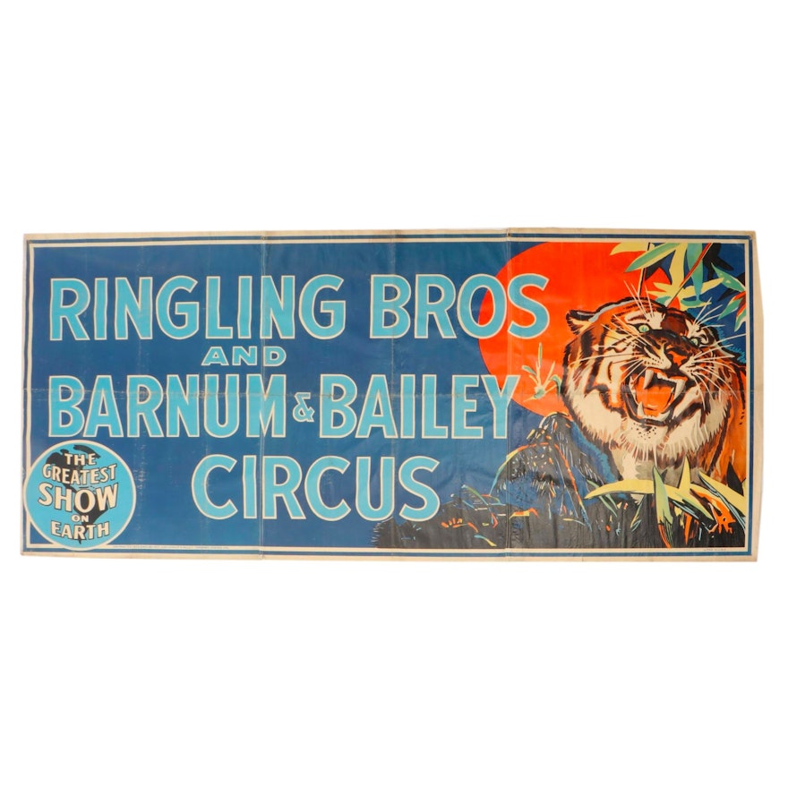 Ringling Brothers and Barnum & Bailey "The Greatest Show on Earth" Banner, 1940s