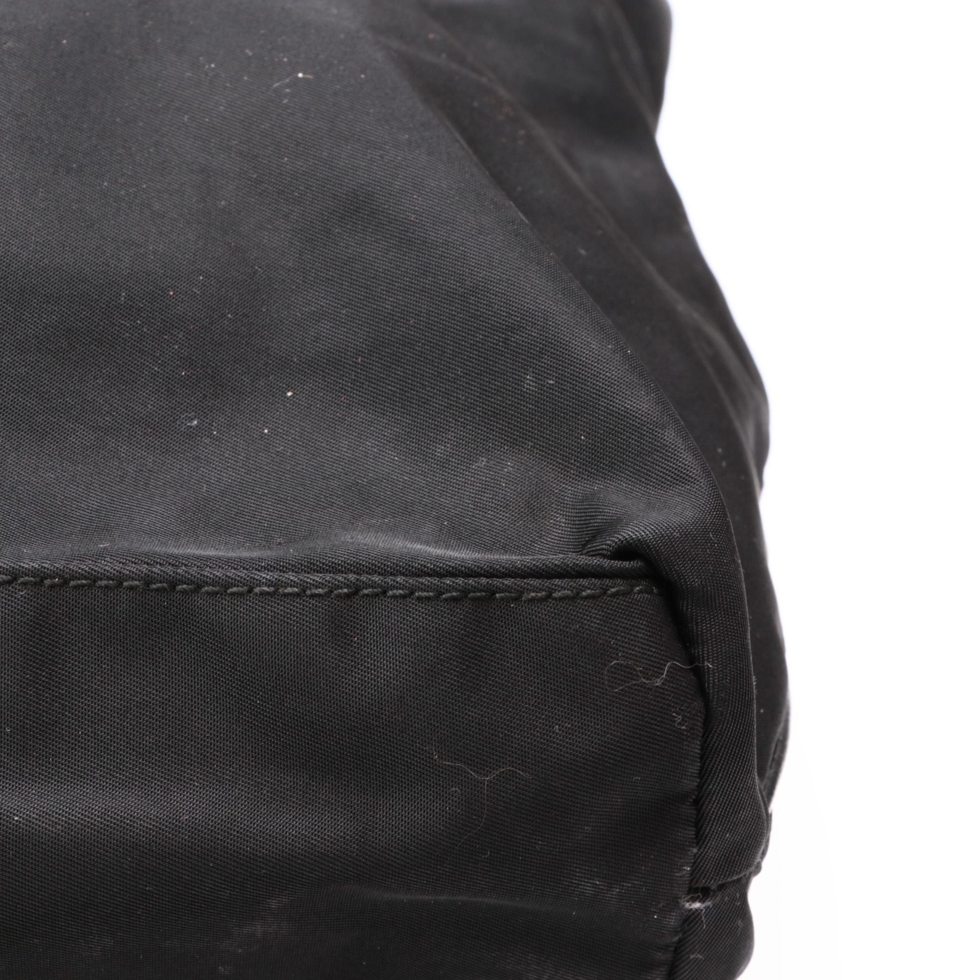Prada Tessuto Shoulder Bag in Black Nylon with Leather Straps