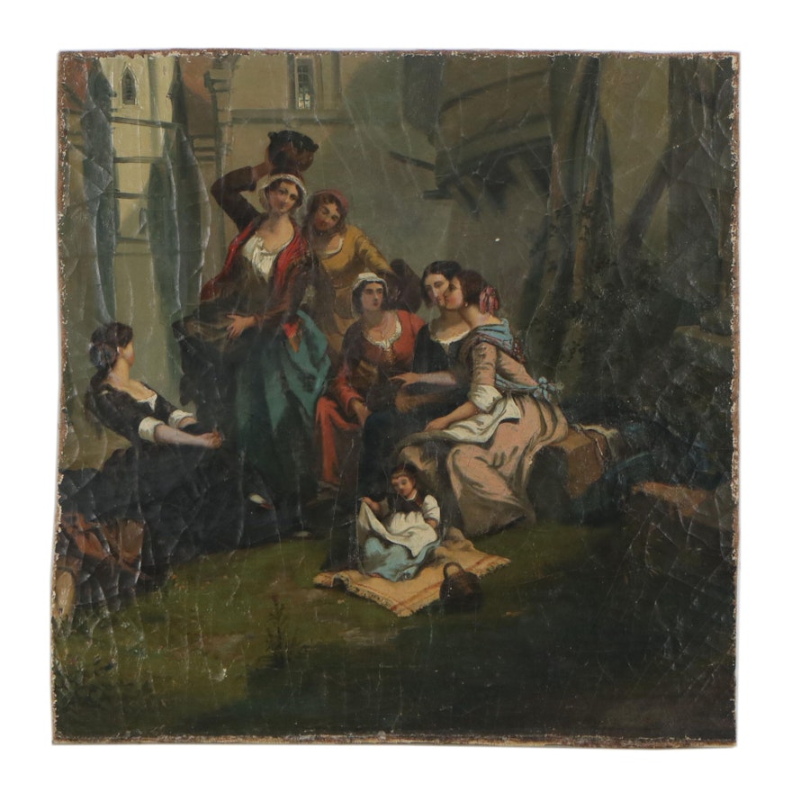 Genre Scene Oil Painting of Women, Late 19th to Early 20th Century
