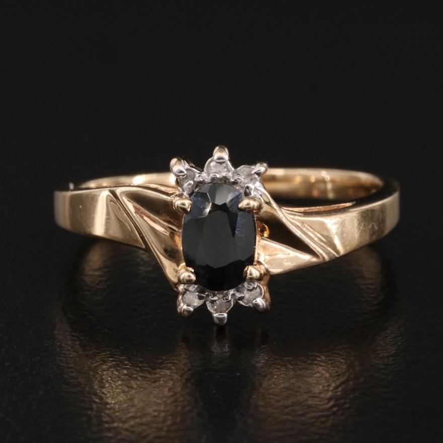 10K Sapphire and Diamond Ring