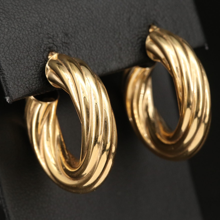 Italian 18K Twisted Hoop Earrings