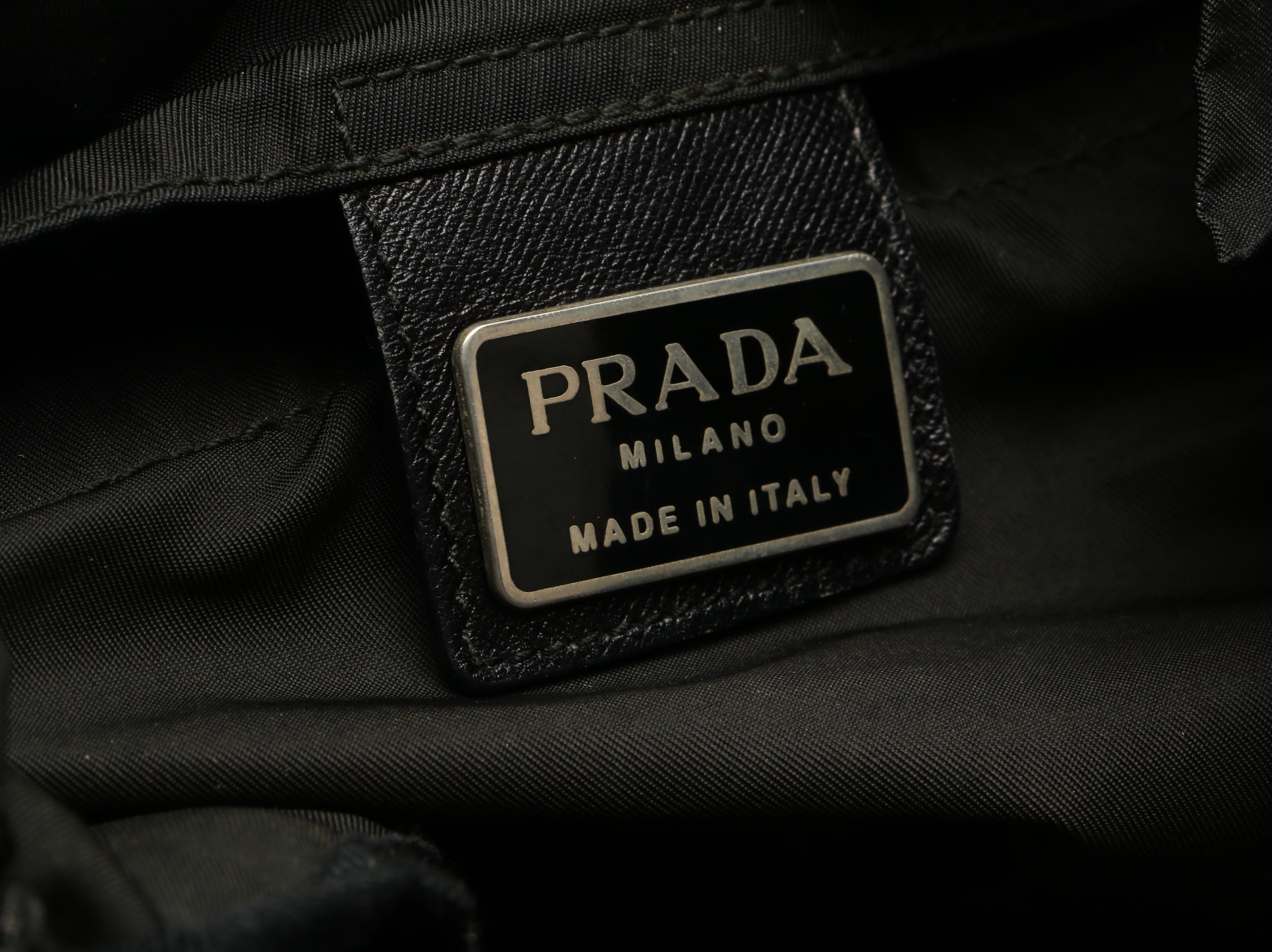 Prada Drawstring Backpack in Black Tessuto Nylon with Saffiano Leather Trim