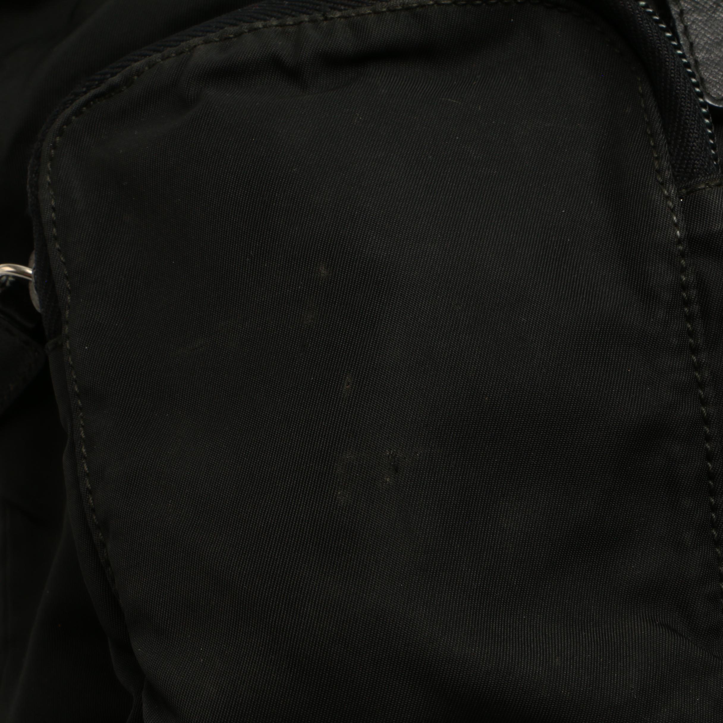 Prada Drawstring Backpack in Black Tessuto Nylon with Saffiano Leather Trim