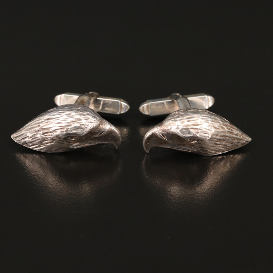 Vintage English Sterling Eagle Head Cufflinks