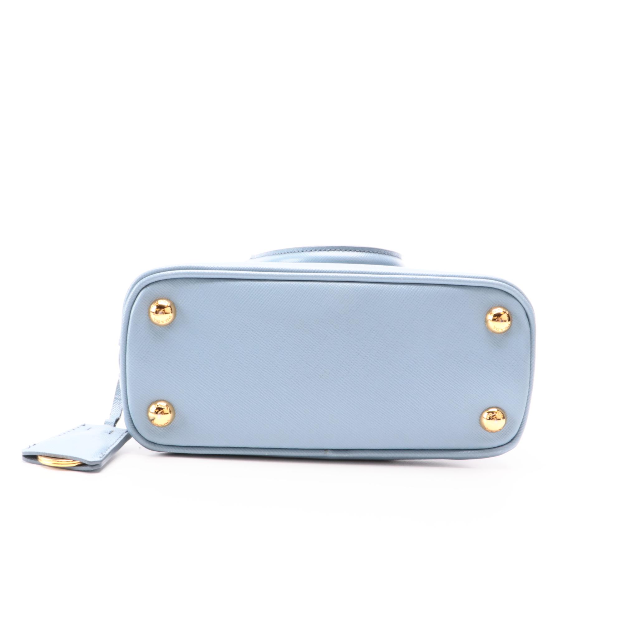 Prada Mini Promenade Two-Way in Blue Saffiano Leather
