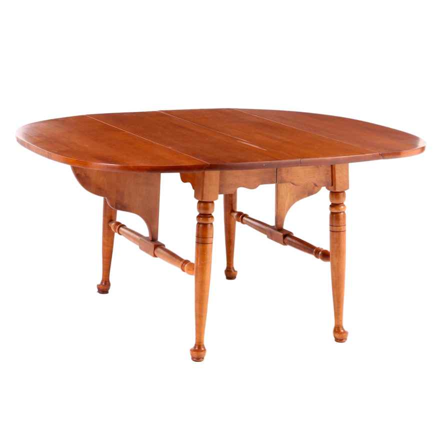 Heywood-Wakefield Queen Anne Style Maple Extending Dining Table with Drop Leaves