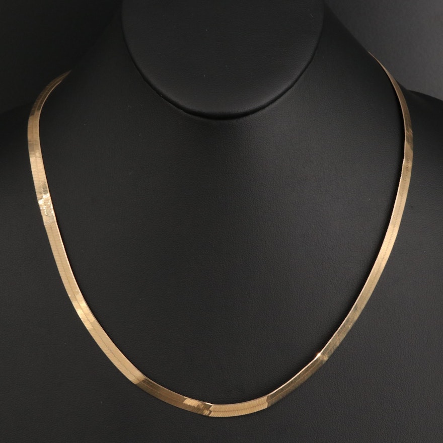 Italian 10K Herringbone Chain Necklace