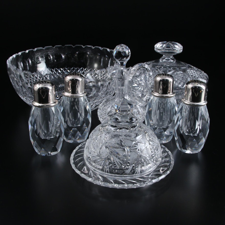 Lead Crystal Shakers with Other Cut Glass Tableware