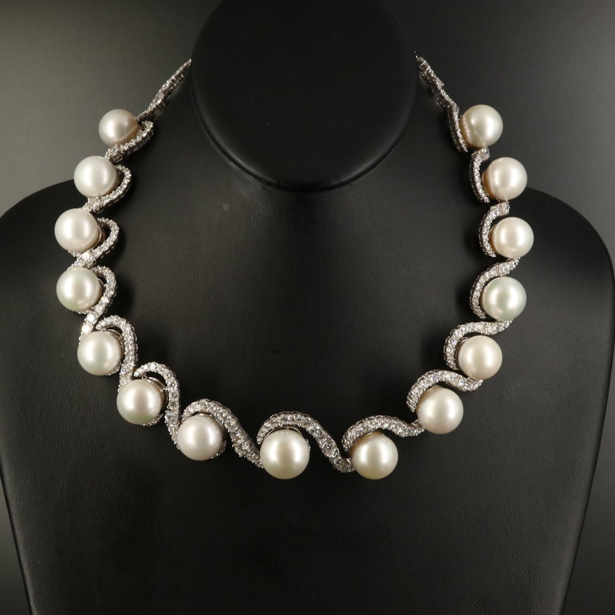 18K South Sea Pearl and 22.45 CTW Diamond Necklace