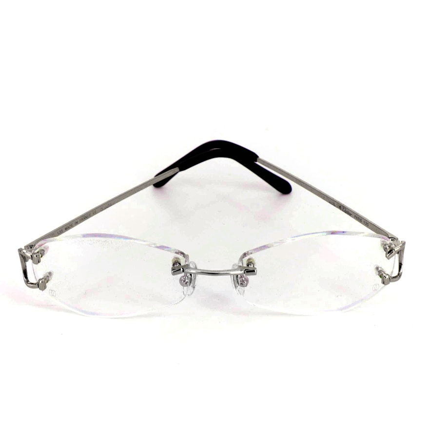 Cartier Rimless Glasses with Iridescent Lenses and Includes Case