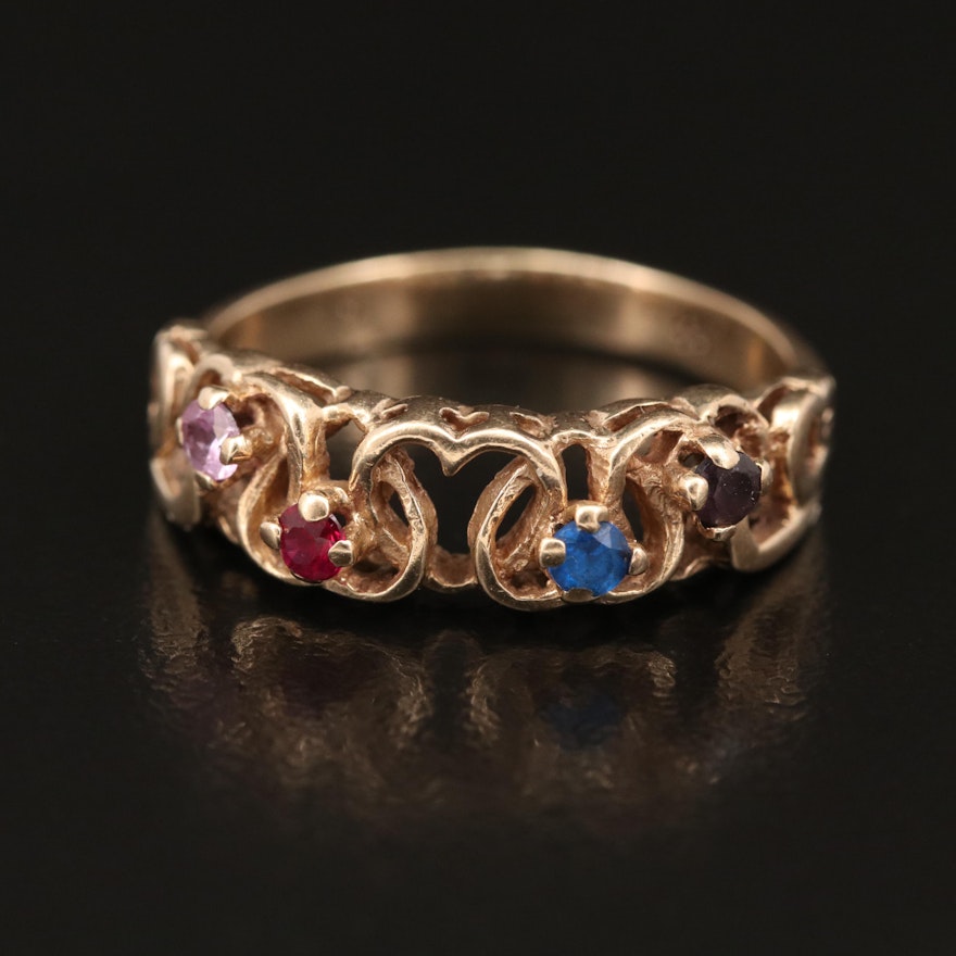 10K Gemstone Heart Band