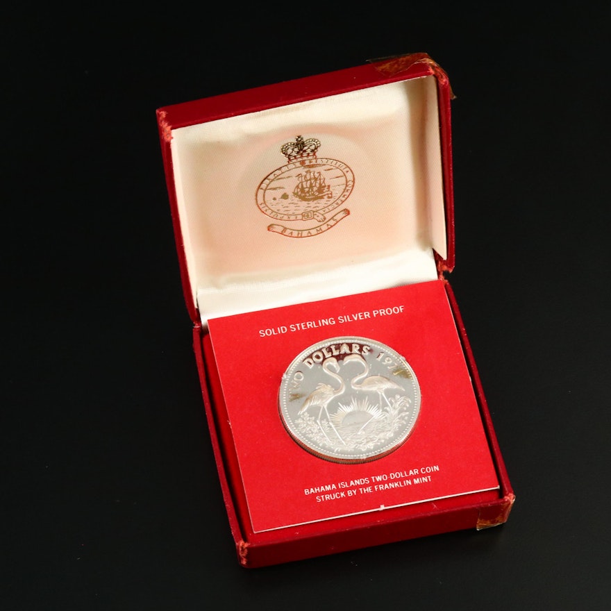 Sterling Silver $2 Proof Coin, Bahama Islands, 1971