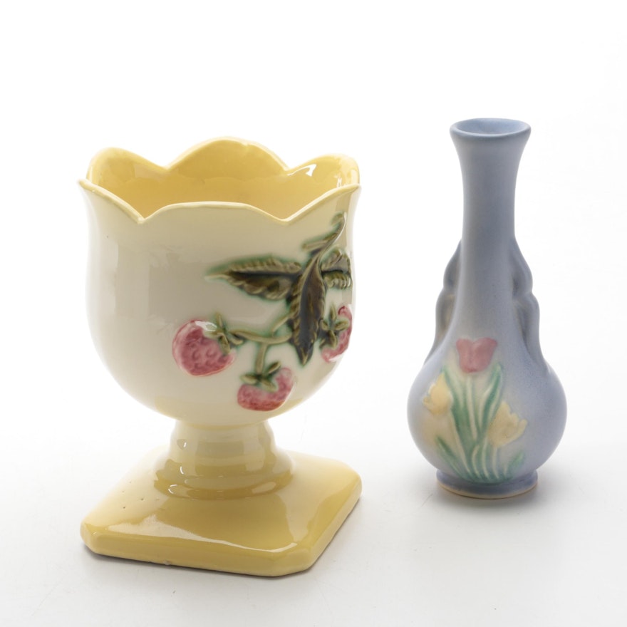 Hull "Tulip" and "Strawberry" American Art Pottery Vases, Mid-20th Century