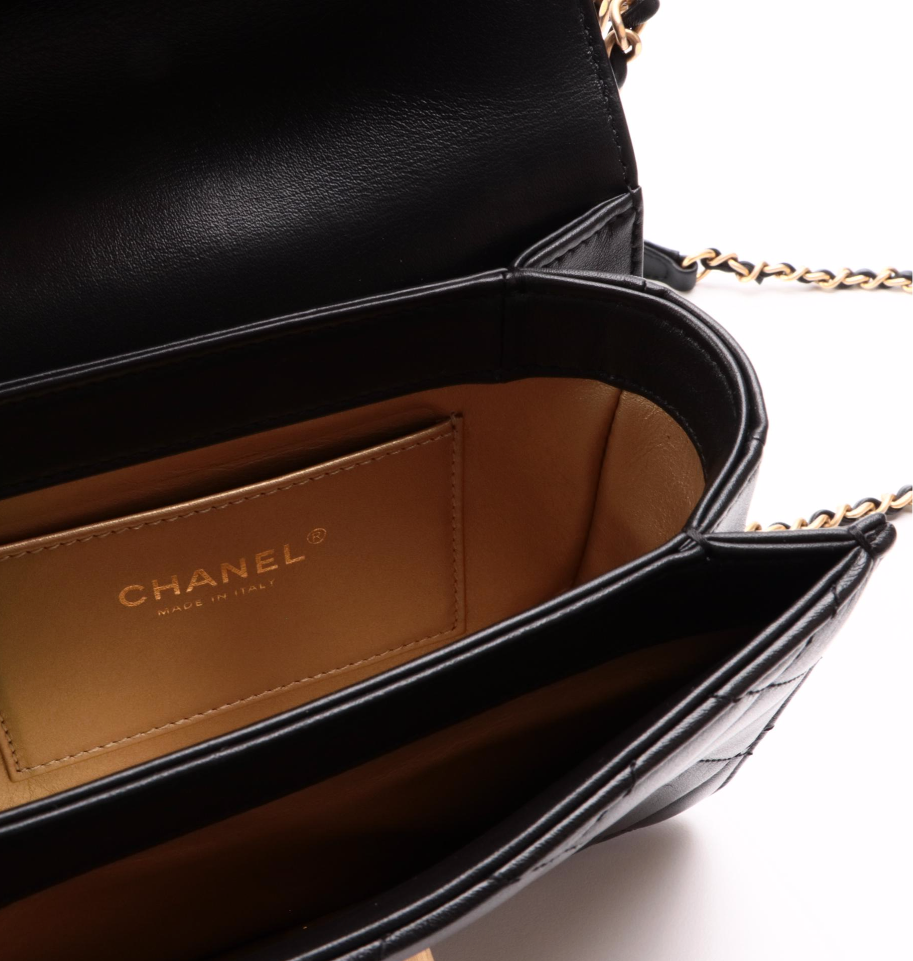 Chanel Onyx Pearl Mini Flap Bag in Black Quilted Calfskin Leather