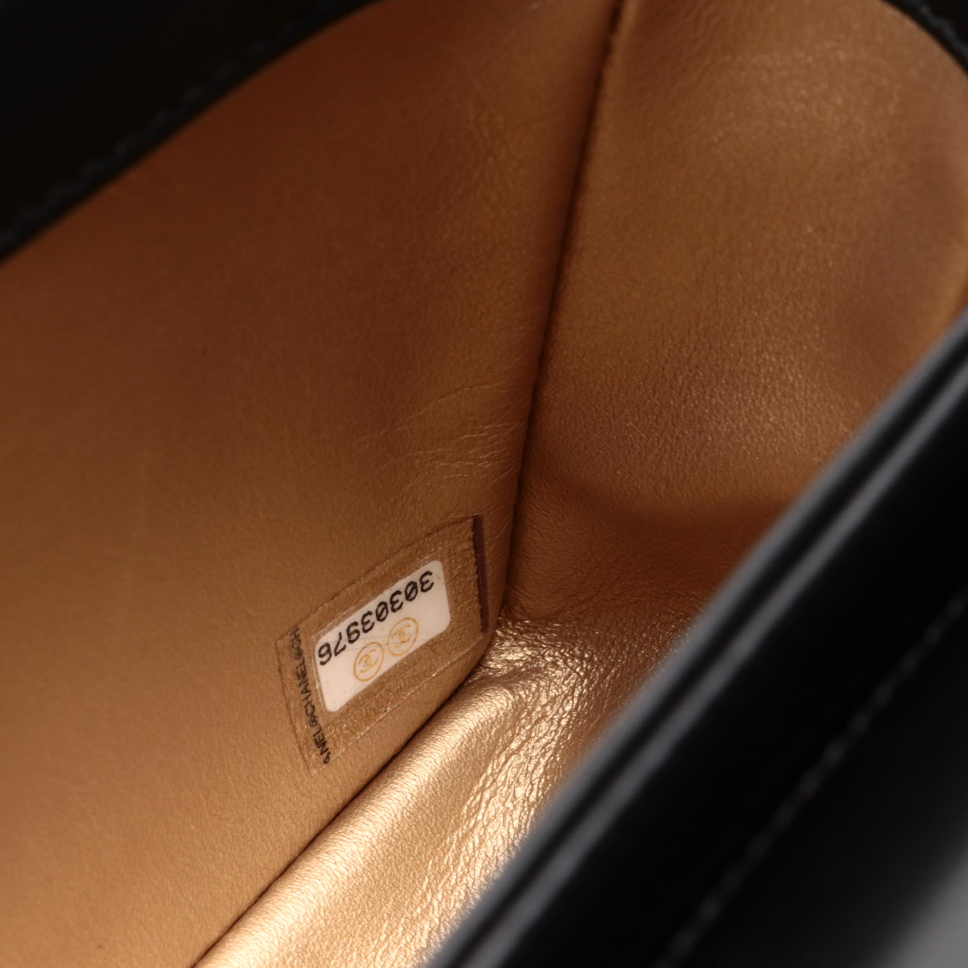 Chanel Onyx Pearl Mini Flap Bag in Black Quilted Calfskin Leather