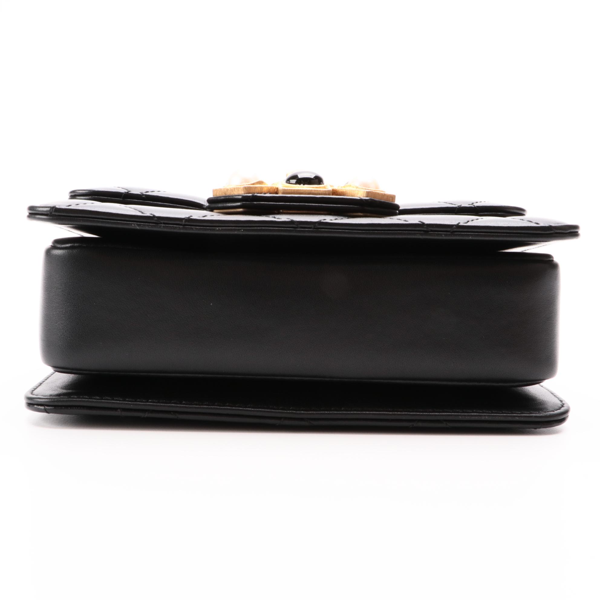 Chanel Onyx Pearl Mini Flap Bag in Black Quilted Calfskin Leather