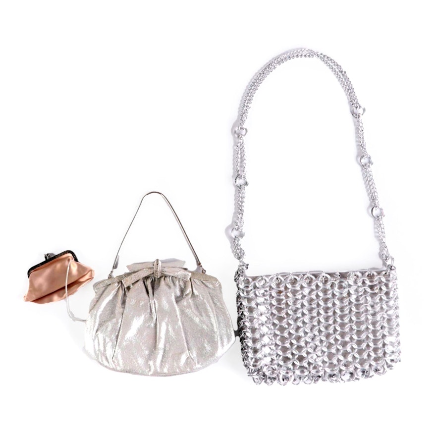 Harry Levine and Walborg Metallic Clutch and Shoulder Bag