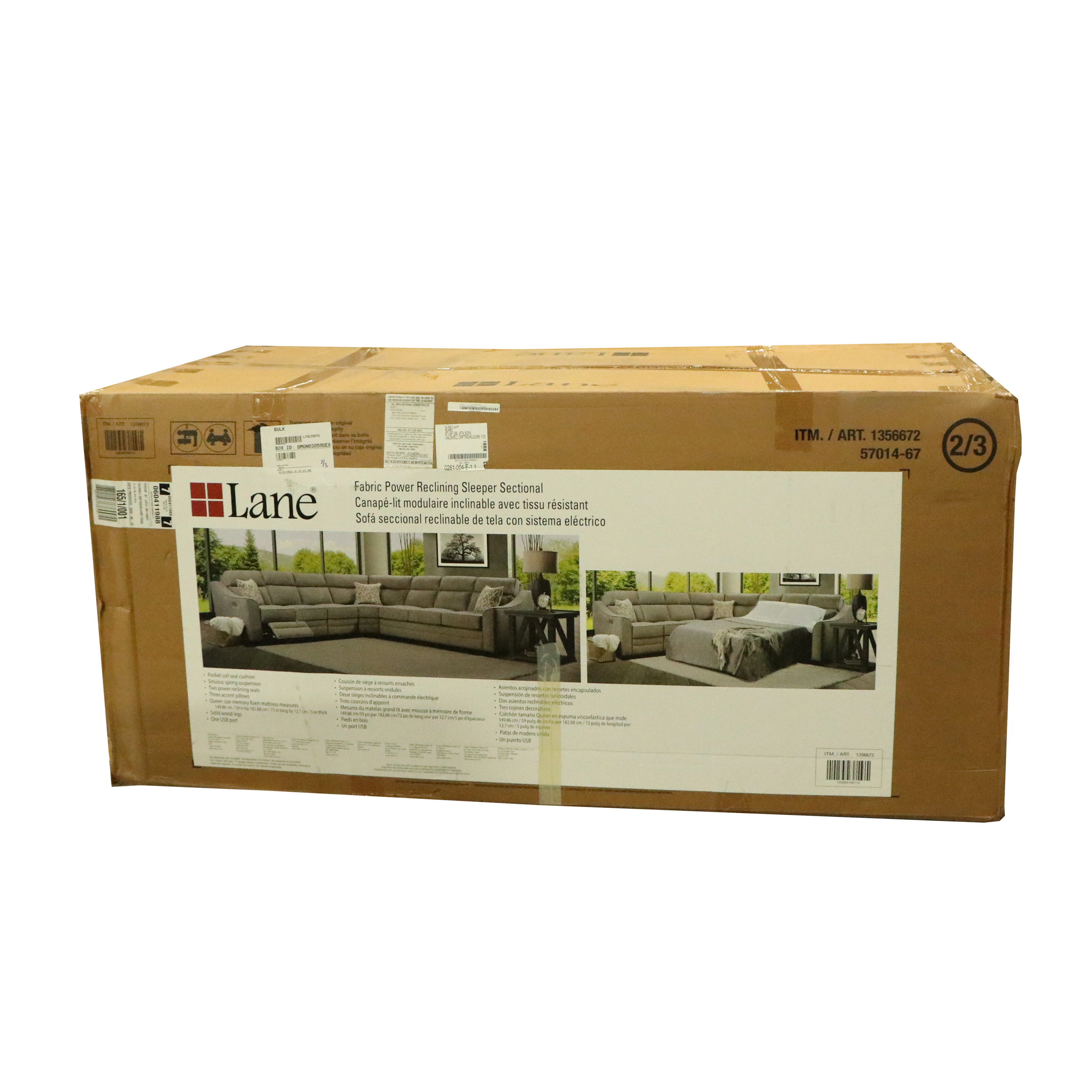 Lane Radford Gray Fabric Sectional Sofa with Queen Sleeper