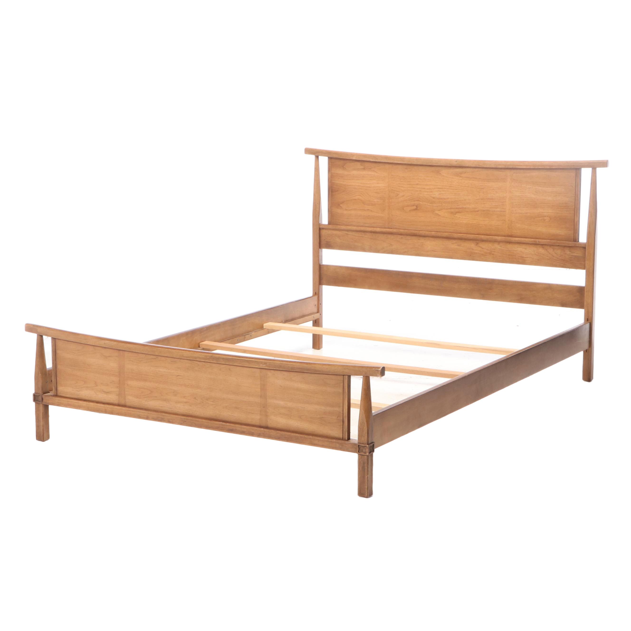 Thomasville "Tamerlane" Asian Modern Pecan Full Size Bed Frame, Mid-20th Century