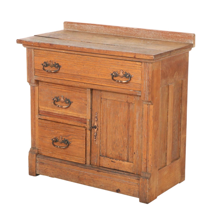 Late Victorian Oak Washstand, Early 20th Century