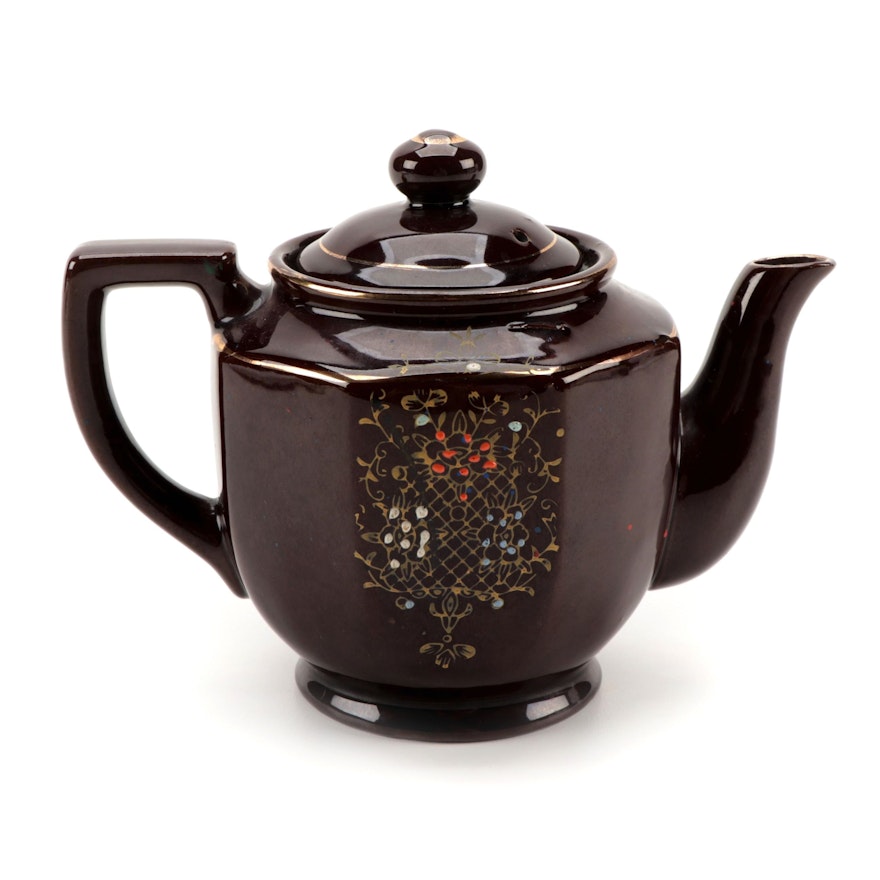 Japanese Teapot with Moriage Accents, Mid-20th Century