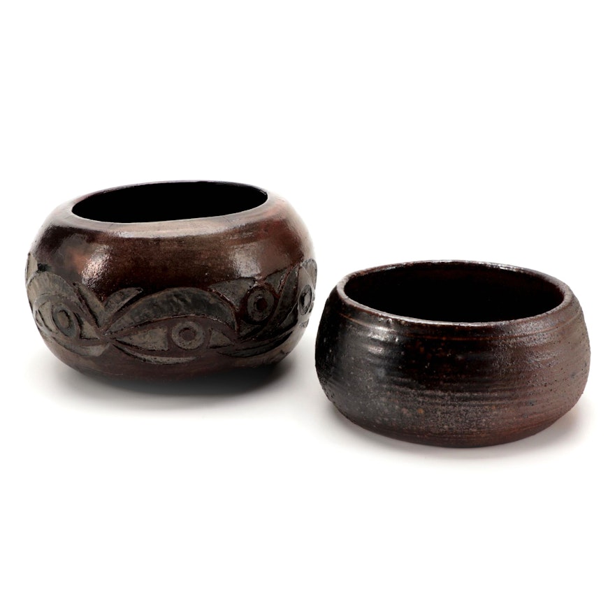 Handmade Artisan Pottery Bowls, Late 20th Century