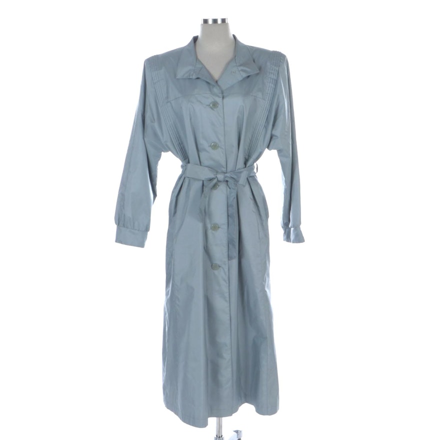 David Benjamin Blue Light Weight Coat with Batwing Sleeve and Pleating Detail