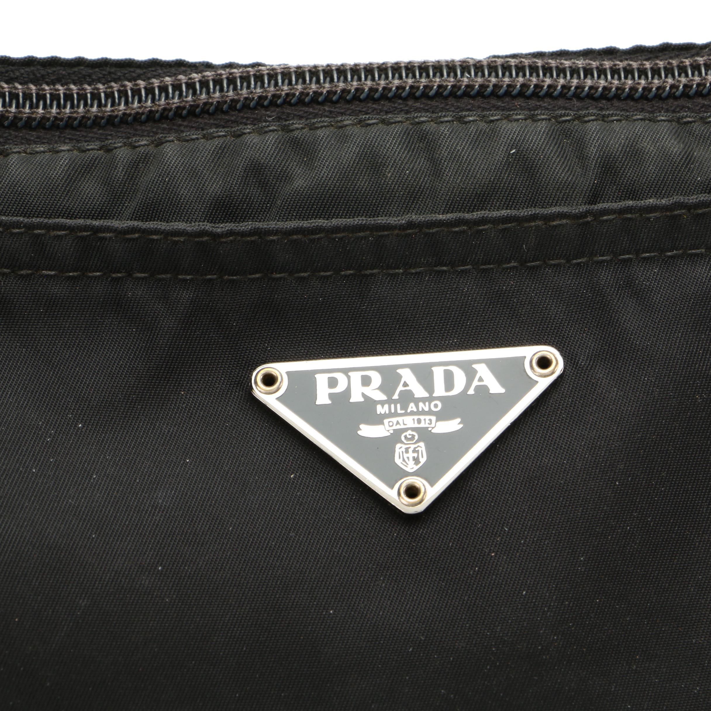 Prada Black Tessuto Nylon Crossbody with Leather Trim