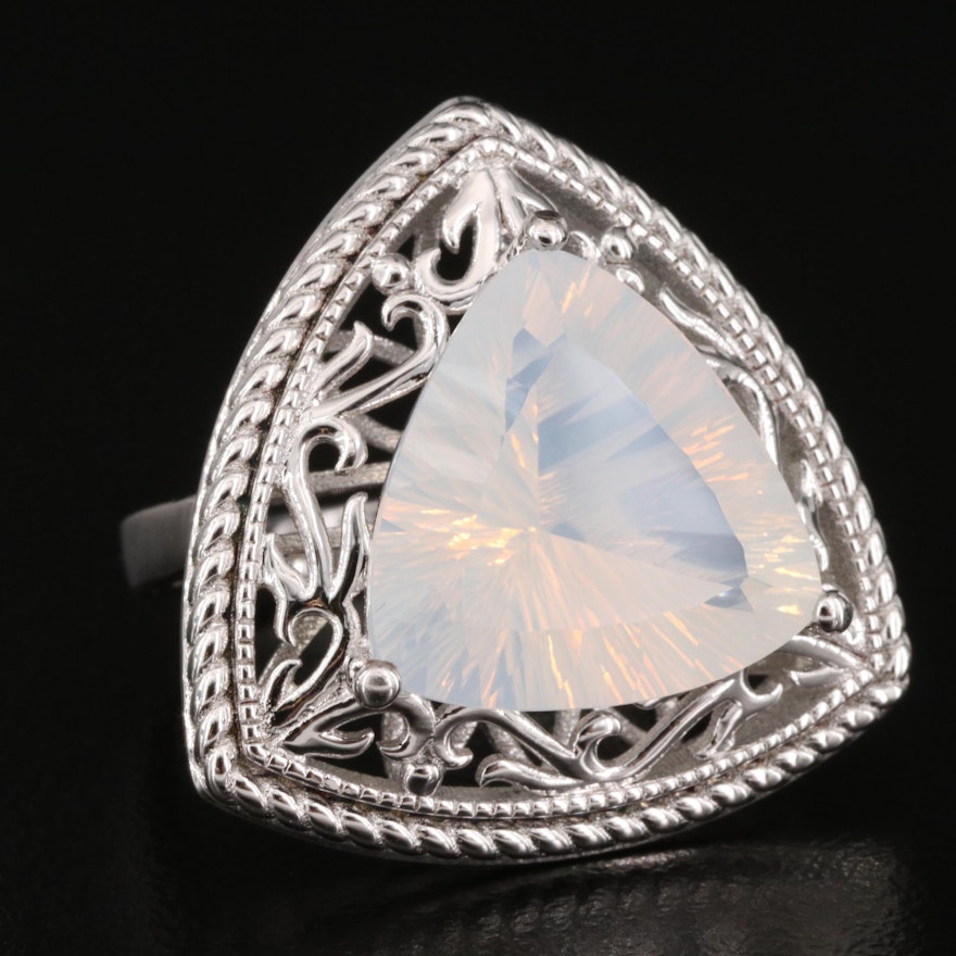 Sterling Silver Quartz Triangular Ring