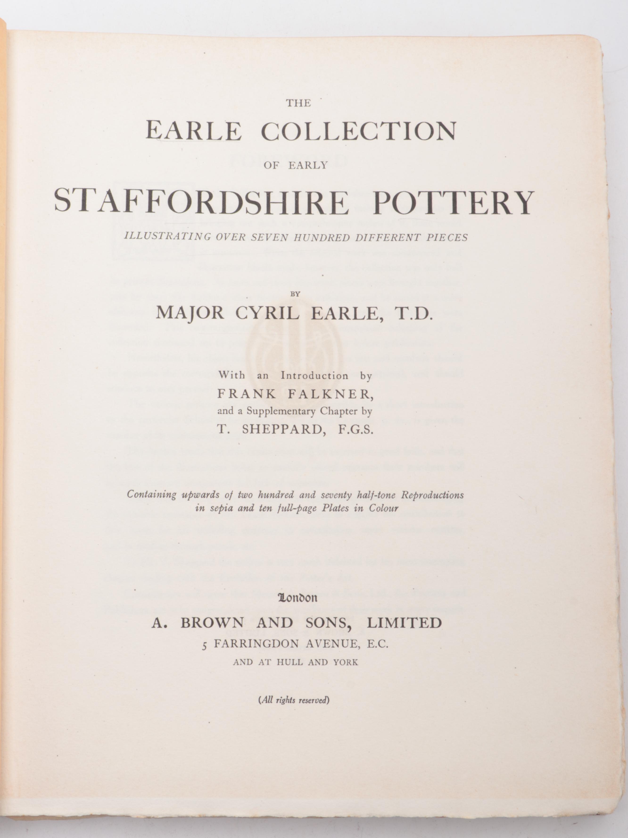 "The Earle Collection of Early Staffordshire Pottery" by Cyril Earle, 1915